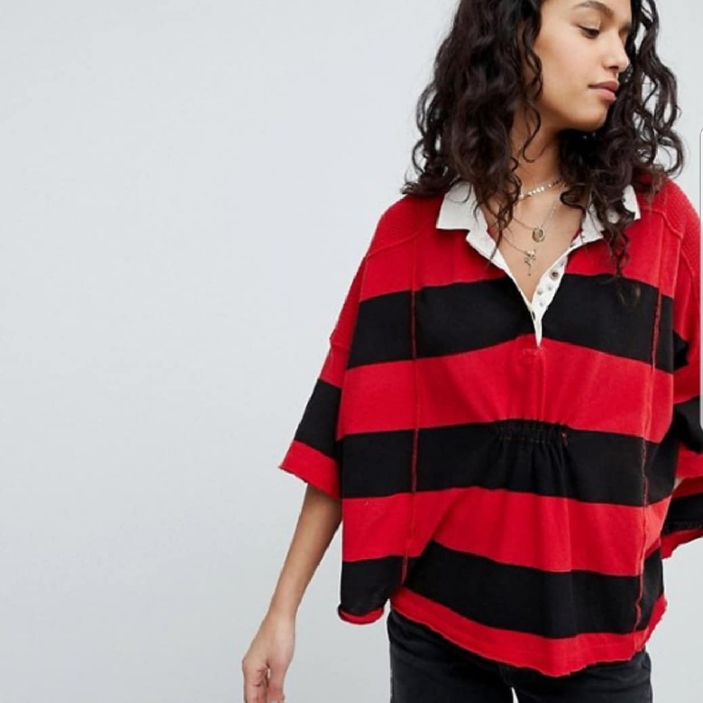 FREE PEOPLE YUKI RUGBY POLO TOP